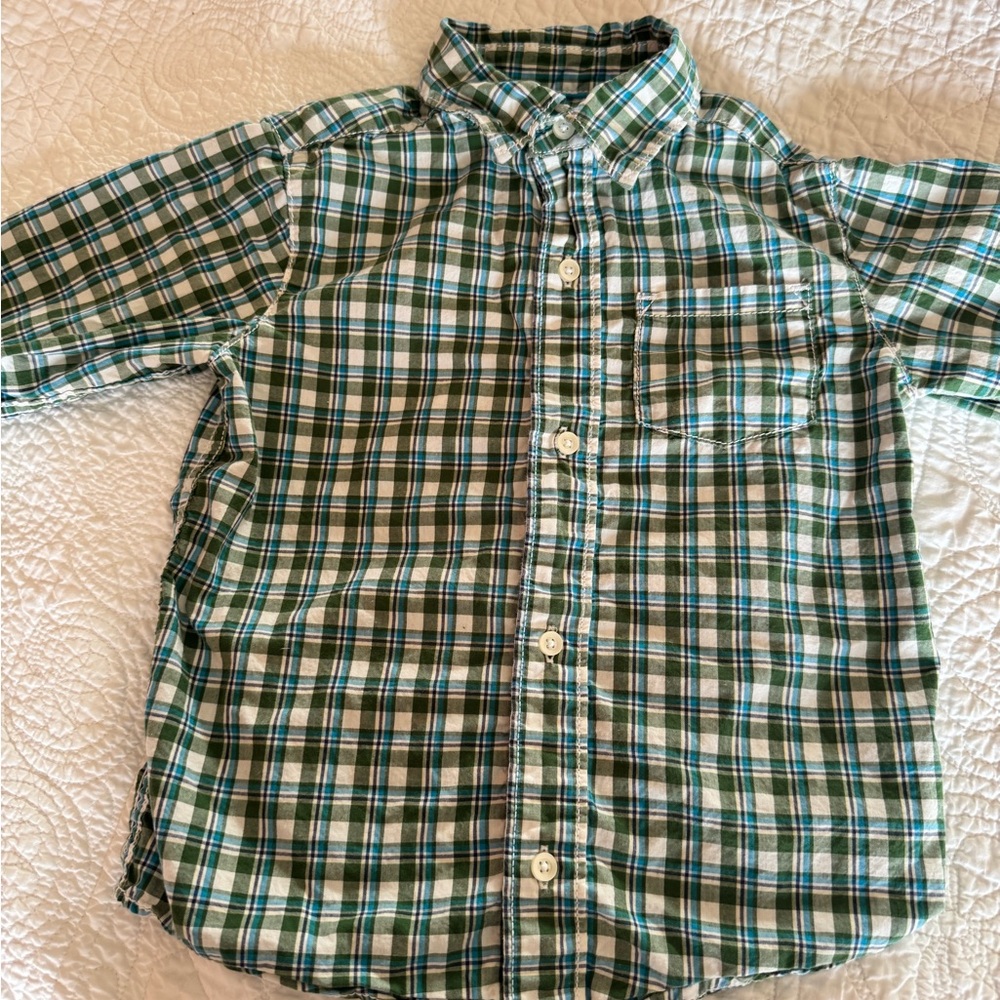Carter's Green and White Plaid Button Down Shirt